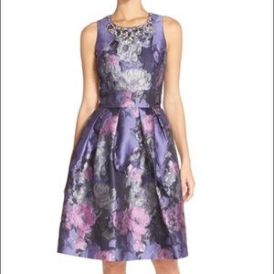 LIKE NEW Purple floral jacquard cocktail dress.